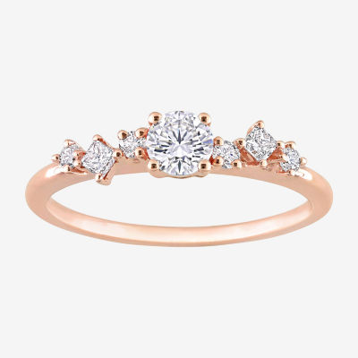 Womens 1 2 CT. T.W. Mined White Diamond 14K Rose Gold Round Engagement Ring