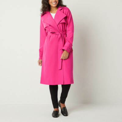 Liz Claiborne Belted Midweight Trench Coat Color Cheerful Pink