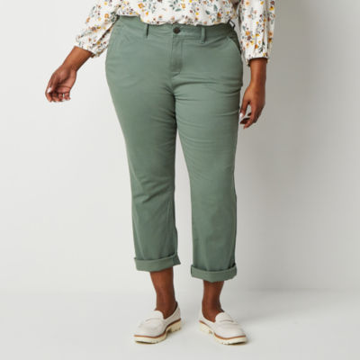 St. John's Bay Plus Women's Relaxed Fit Girl Friend Chino Pant