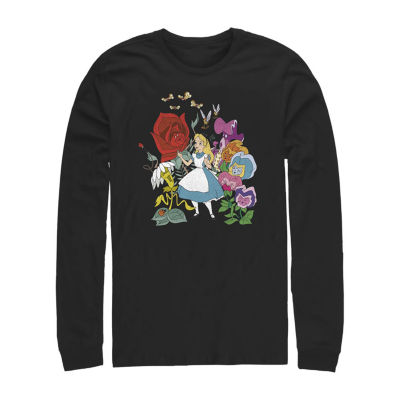 Mens Long Sleeve Alice in Wonderland Graphic T-Shirt, Color