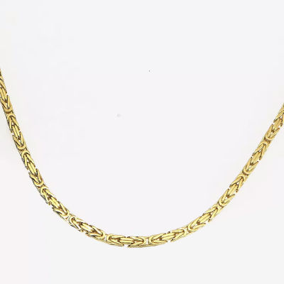 14K Yellow Gold Solid Byzantine 20 Inch Chain Necklace