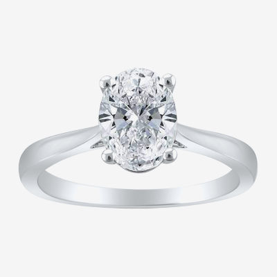 1 Carat Oval Laboratory-Grown Diamond Ring in 14kt White Gold