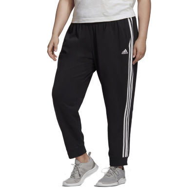 adidas Womens High Rise Cuffed Sweatpant Plus, Color: Black - JCPenney