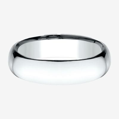 Gravure 14k White Gold 6mm Hammered and Smooth Comfort Fit Wedding Band