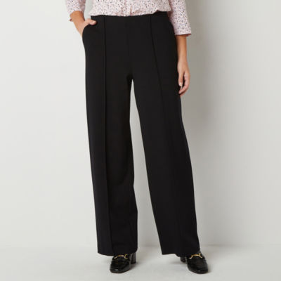 Liz Claiborne Ponte Slim Fit Wide Leg Trouser Color Black JCPenney