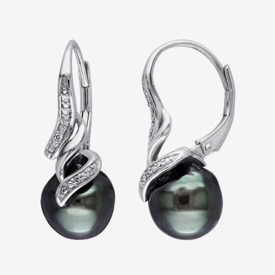Genuine Black Tahitian Pearl & Diamond Accent Sterling
