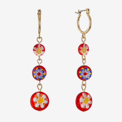 Liz Claiborne Linear Round Drop Earrings Color Red JCPenney