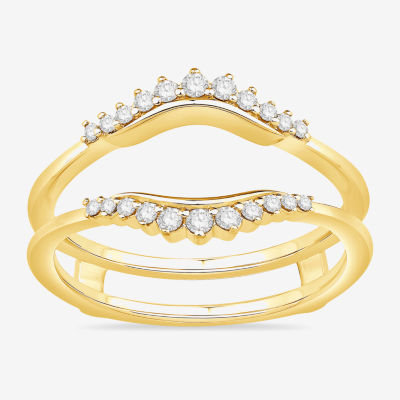 Womens 1/5 CT. Natural White Diamond 10K Gold Wedding Ring Guard - JCPenney