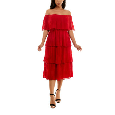 premier amour off the shoulder pleated maxi