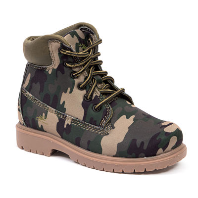 Deer Stags Little u0026 Big Boys Mak2 Waterproof Flat Heel Work Boots, Color:  Green Camo - JCPenney