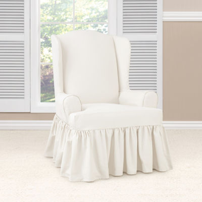 Sure fit simple stretch twill wing chair slipcover sale