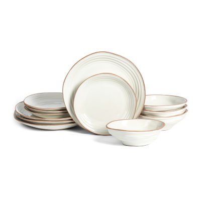Stone + Lain Nami 12-pc. Stoneware Dinnerware Set, Color: White