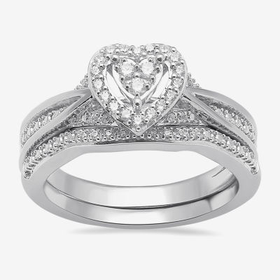 Diamond Heart Ring 1/5 ct tw Sterling Silver