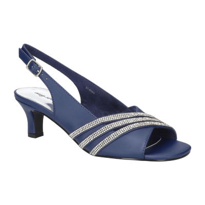 Navy blue dress sandals low heel hot sale