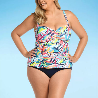 Sonnet Shores Tankini Swimsuit Top Plus, Color: Rainbow Tropical