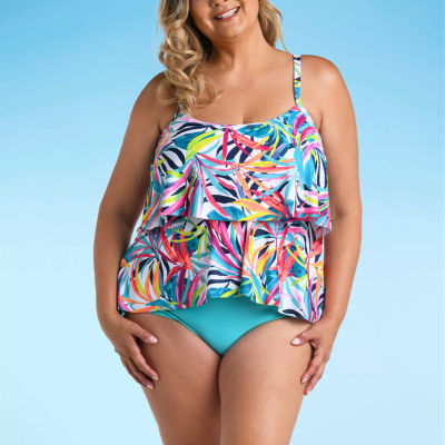 Sonnet Shores Tankini Swimsuit Top Plus, Color: Rainbow Tropical - JCPenney