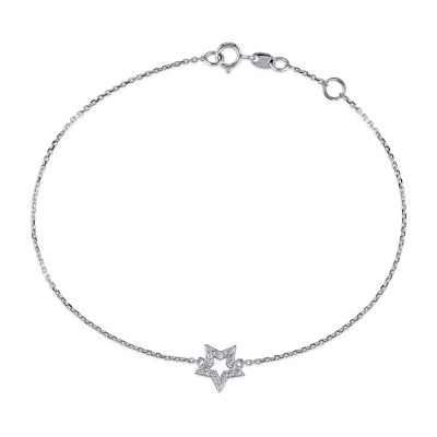 14K White Gold Diamond Star Bracelet