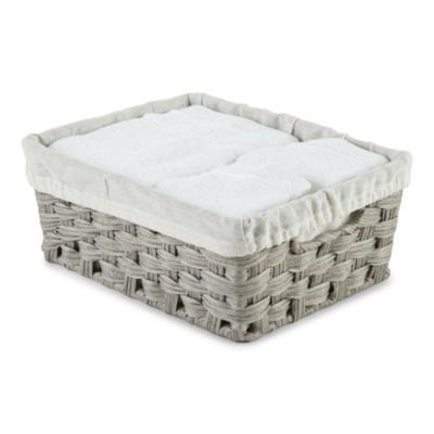 4 Pack Rectangular Wicker Storage Baskets with Liners - Small