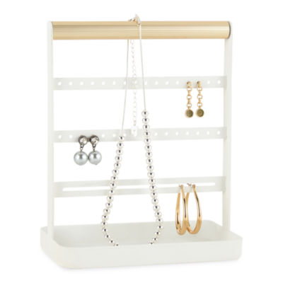 Home Expressions Acrylic Earring Jewelry Organizer, Color: White