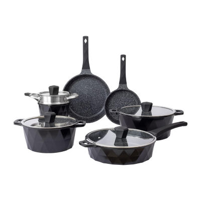  Country Kitchen Induction Cookware Sets - 13 Piece Nonstick  Cast Aluminum Pots and Pans with BAKELITE Handles, Glass Lids -Cream: Home  & Kitchen