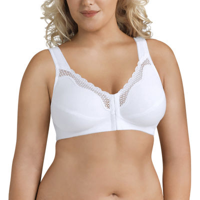  Womens Front Closure Bras Posture Full Coverage Plus Size  Underwire Unlined Back Support Plunge Seamless Bra B-H Cups White 36F