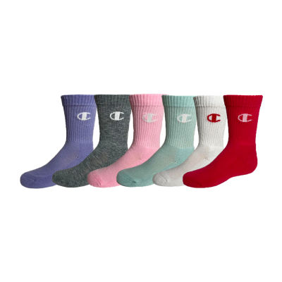 Champion Big Girls 6 Pair Crew Socks Color Enchanted Lilac