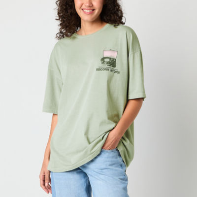 Bobeutou Womens Oversized Tshirts Preppy Baggy Letter Print