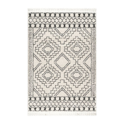 nuLoom Vasiliki Moroccan Tribal Tassel Area Rug, Color: Off White - JCPenney