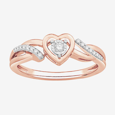 kølig eftertænksom krigerisk Promise My Love Womens 1/10 CT. T.W. Genuine White Diamond 10K Rose Gold  Heart Promise Ring - JCPenney