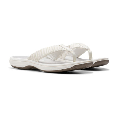 Clarks Womens Breeze Rae Flip Flops Color White JCPenney