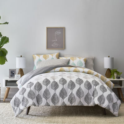 Home Expressions Texture Leaves Complete Bedding Set With Sheets, Color:  Gray Drizzle - JCPenney