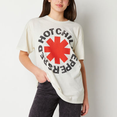 Red and white store graphic tee womens