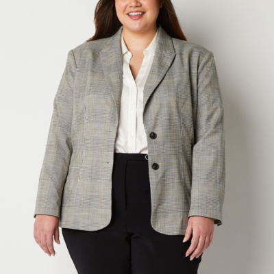 Worthington Womens Fitted Blazer Plus Color Blackwhitegreen