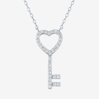 Sterling Silver Diamond Key Necklace