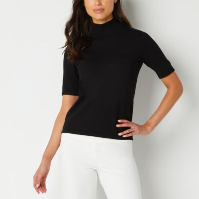 Elbow Sleeve Mock Neck