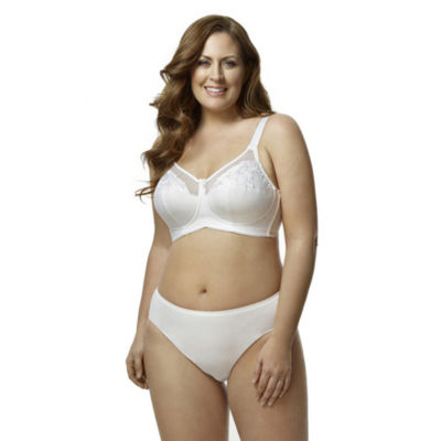 Women's Elila 1301 Embroidered Microfiber Soft-cup Bra (White 48G)