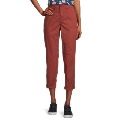 Liz Claiborne Cargo Mid Rise Cropped Pants Color Rust Oxide Jcpenney