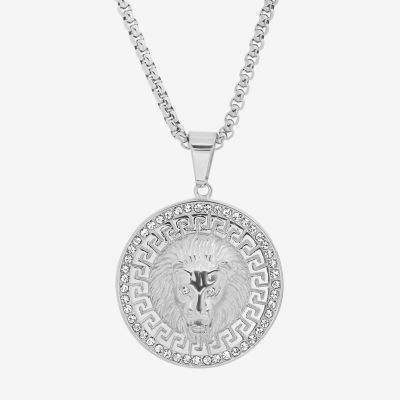 Round Silver Pendant Necklace For Men