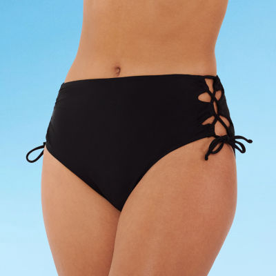 Decree Womens Stretch Fabric Textured High Waist Bikini Swimsuit Bottom  Juniors, Color: Black - JCPenney