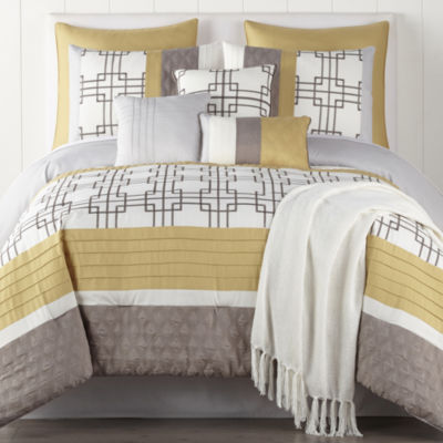 Eden & Oak Tyler 10-pc. Geometric Embroidered Comforter Set, Color