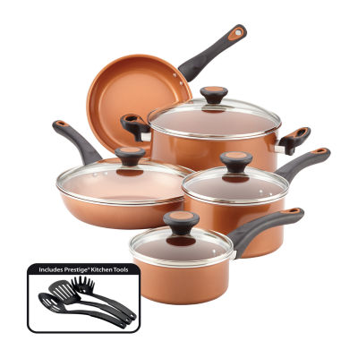 Farberware Glide Copper Ceramic 10-pc. Nonstick Cookware Set, Color: Black  - JCPenney