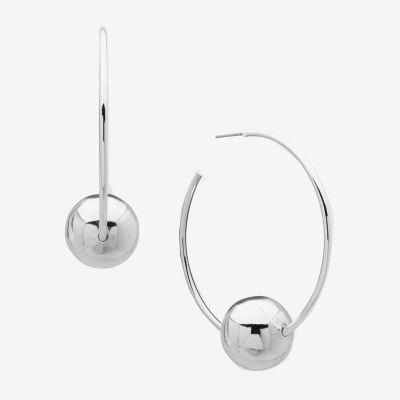 Silver-Toned Circular Hoop Earrings