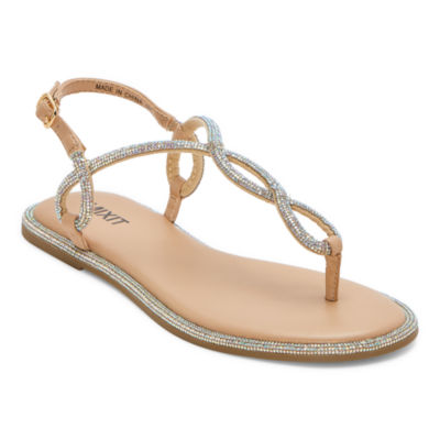 Mixit Womens Colette T Strap Flat Sandals Color Nude JCPenney