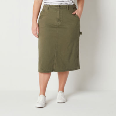a.n.a Utility Womens High Rise Long A Line Skirt Plus Color