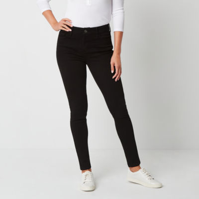 St. John's Bay Womens Mid Rise Slim Pant, Color: Charcoal Grey - JCPenney