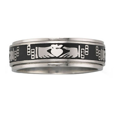 Mens stainless clearance steel claddagh ring