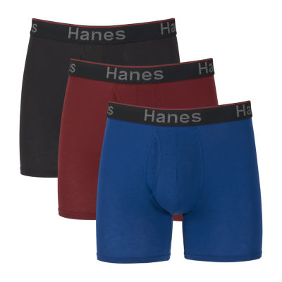 Hanes Ultimate Comfort Flex Fit Total Support Pouch Mens 3 Pack Boxer Briefs,  Color: Black Red Blue - JCPenney