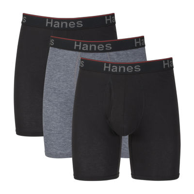 Hanes Ultimate Comfort Flex Fit Total Support Pouch Mens 3 Pack Long Leg  Boxer Briefs, Color: Black Gray - JCPenney