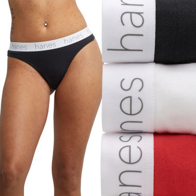 Hanes Originals Ultimate Cotton Stretch Women’s Thong Underwear Pack,  3-Pack 45UOBT