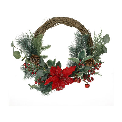 Northlight Black And White Houndstooth And Berry Artificial Christmas Wreath 24 Inch Unlit